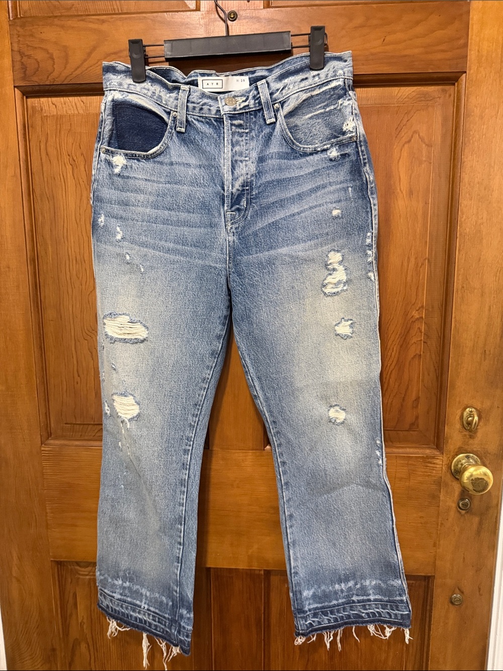 AYR Distressed Light Blue Straight-Leg Jeans